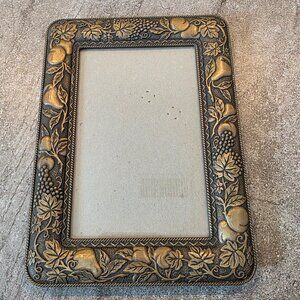 Vintage Hallmark Embossed Brass Picture Frame 7" X 9" fruit